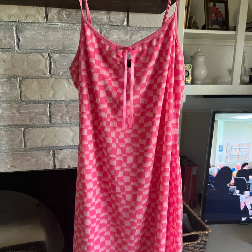 Pink Check Checkered Mini Dress Womens M